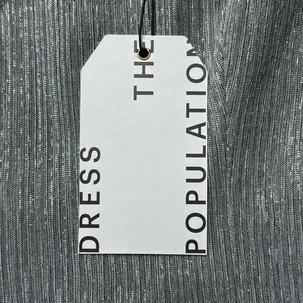 NWT Dress The Population Dream Metallic Tiered Midi Dress Size S Dove Multi - Picture 10 of 13